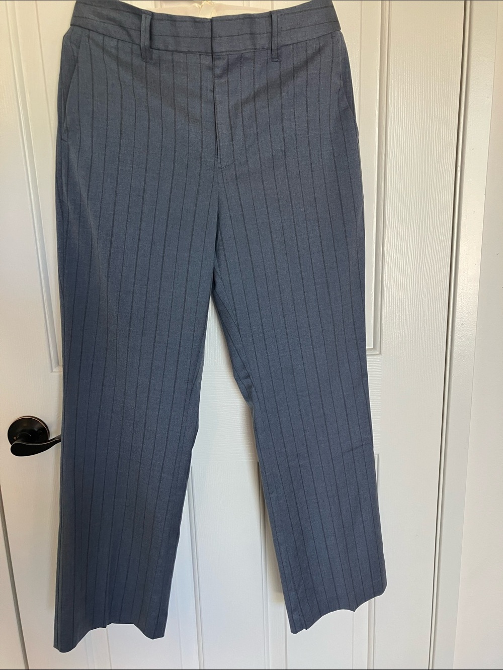 Madewell Gray Pinstripe Straight-Leg Pants